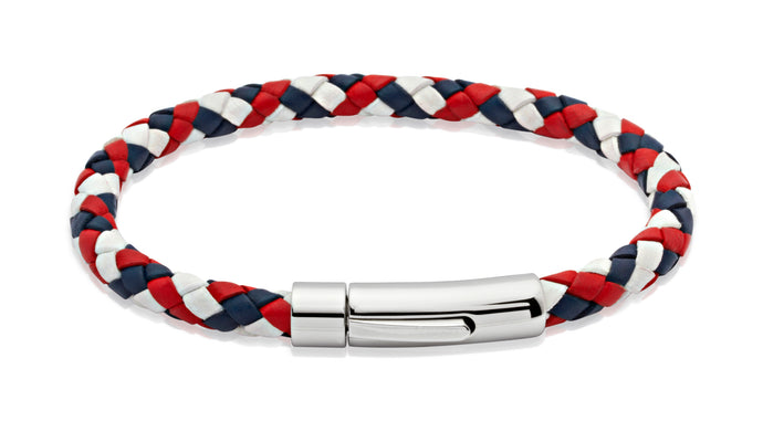 Great Britain Leather Bracelet with Stainless Steel Clasp A40GBR