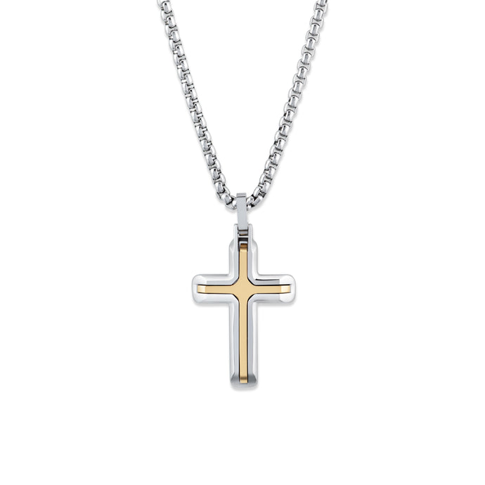 Steel and Gold Polished Cross