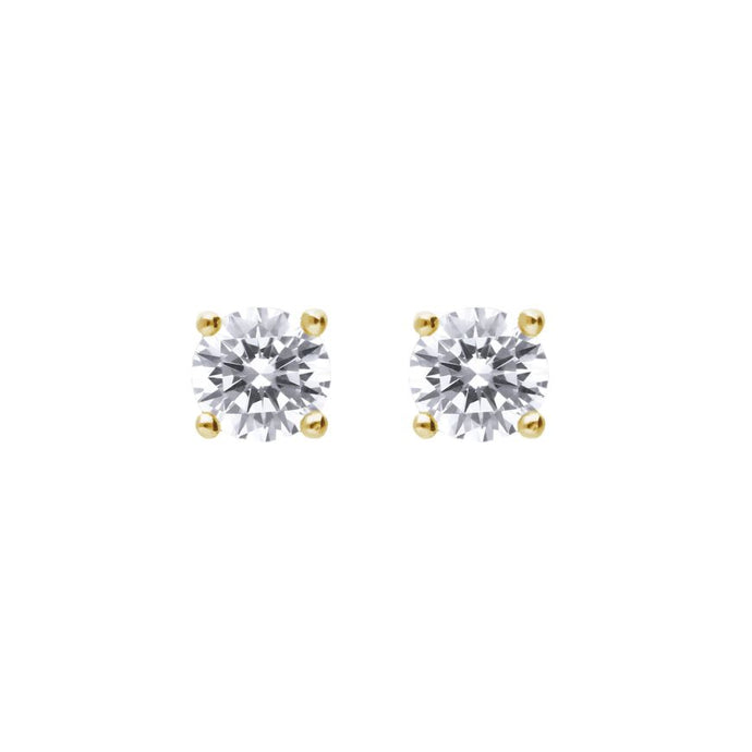 4mm Four Claw Solitaire Diamonfire Zirconia Stud Earrings In Yellow E6299