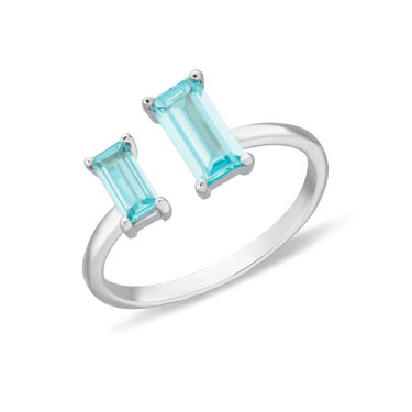 Hannah Martin Silver Aquamarine Open Cocktail Ring