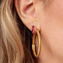 Load image into Gallery viewer, Hannah Martin Fuchsia Baguette Drop Stud Earrings
