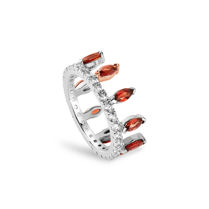 Clogau® Celebration Crown Silver and Garnet Ring