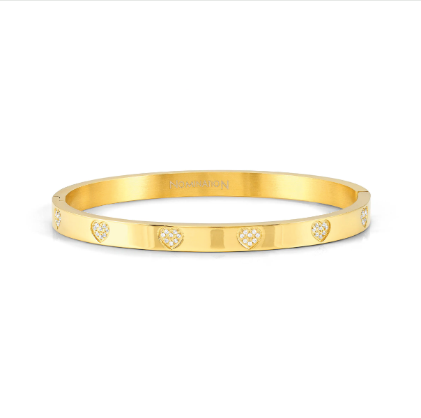 PRETTY BANGLES bracelet in steel and cz PAVE Yellow Heart Gold PVD