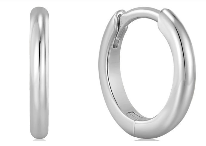 Silver Smooth Huggie Hoop Earrings E035-16H