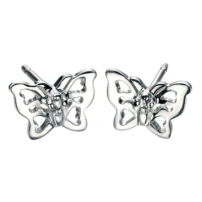 Filigree Butterfly Stud Earrings with Diamond