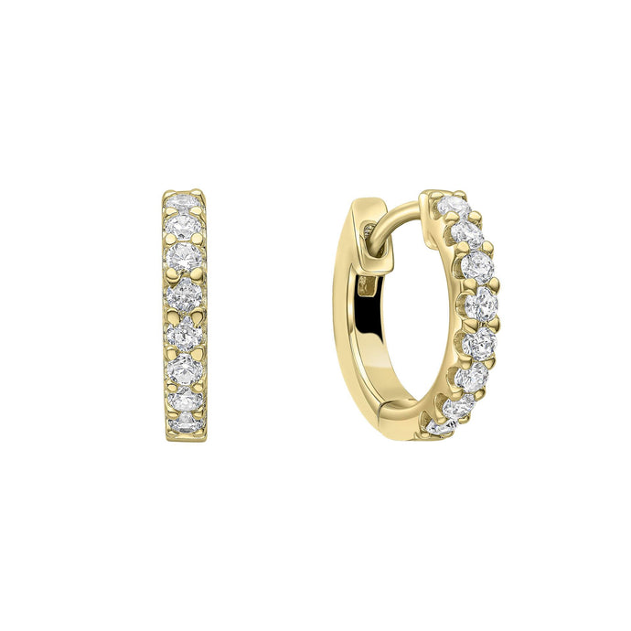 Diamonfire Claw Set Gold Plated Zirconia Hoop Earrings