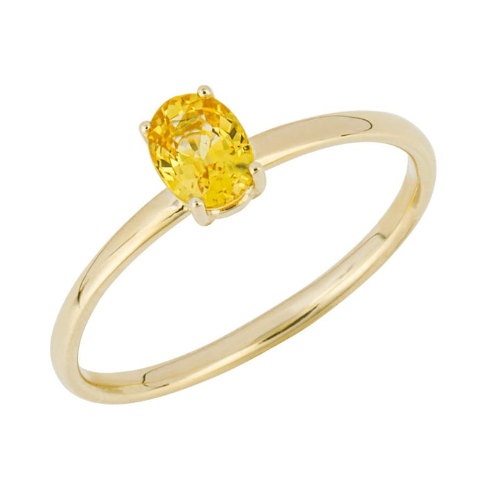 9ct Yellow Gold Oval Cut Yellow Sapphire Ring