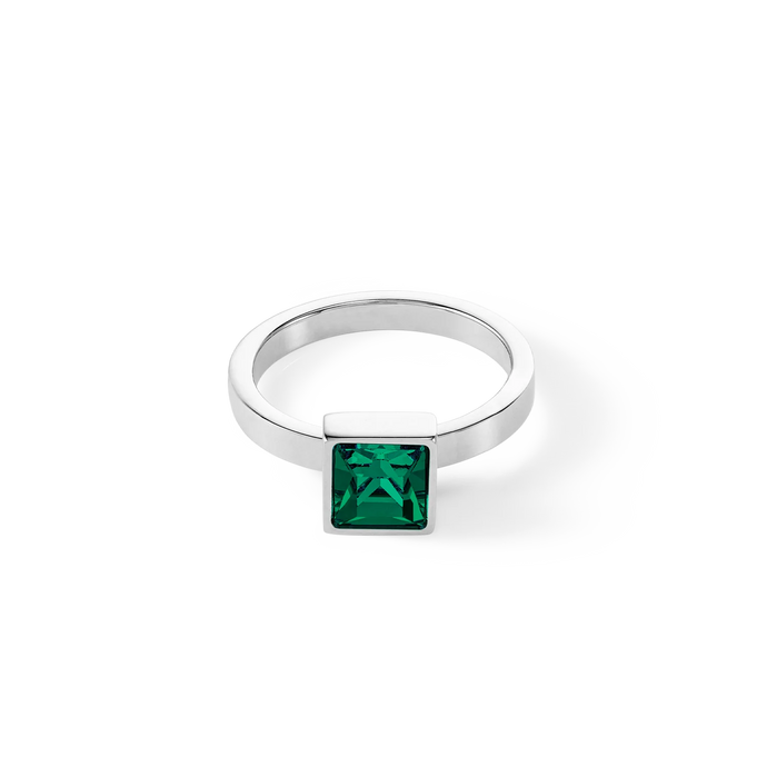 Brilliant Square big ring silver dark green