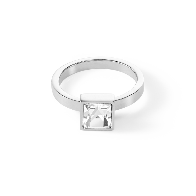 Brilliant Square big ring silver crystal