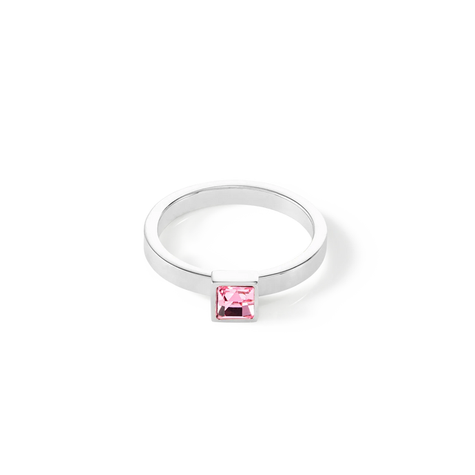 Brilliant Square small ring silver light pink