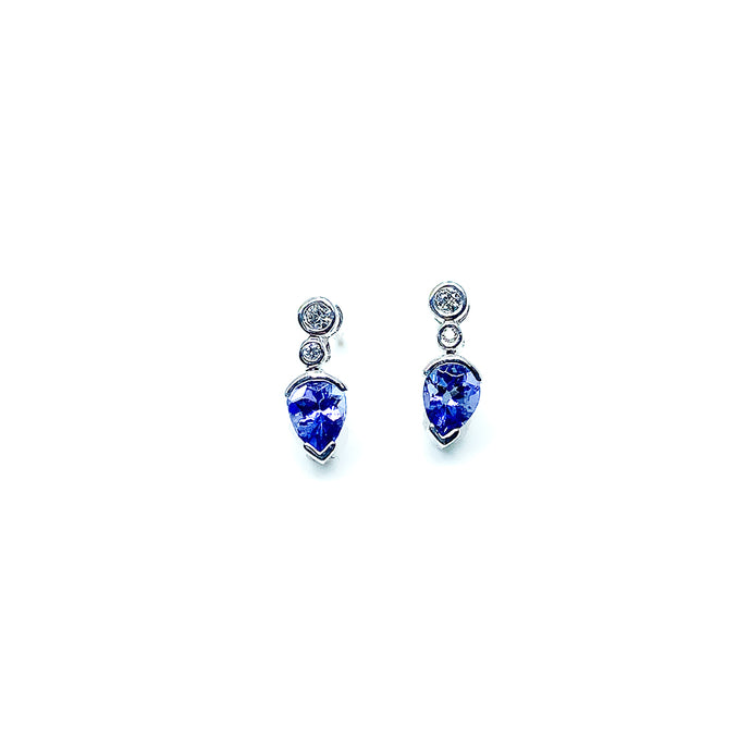 18ct White Gold Tanzanite & Diamond Earrings