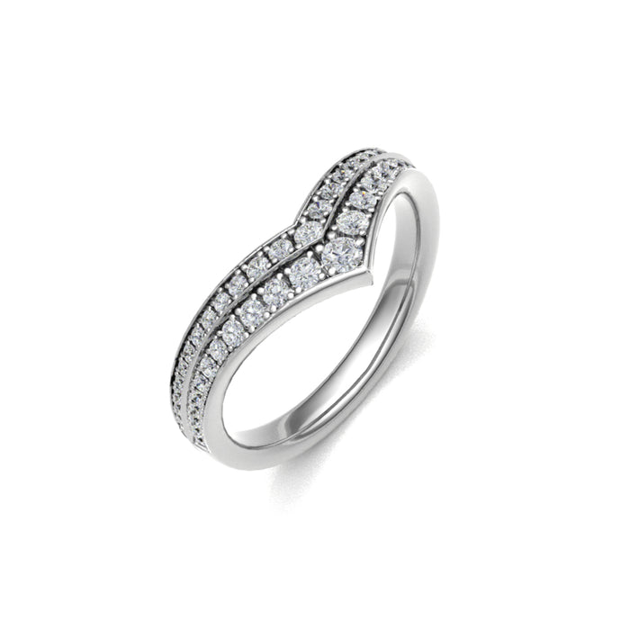 18ct White Gold Double Wishbone Diamond Half Eternity Band