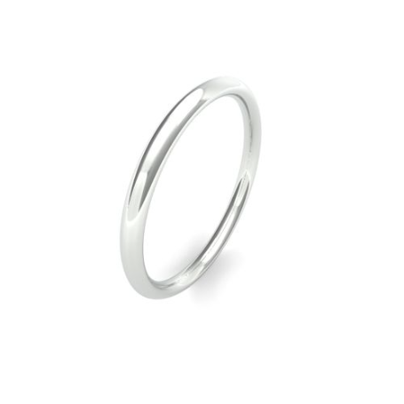 White Gold 2mm Wedding Band | Traditional Court | Heavy Weight