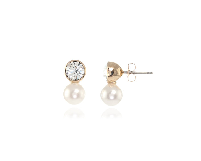 Mimi Gold & Pearl White Earrings