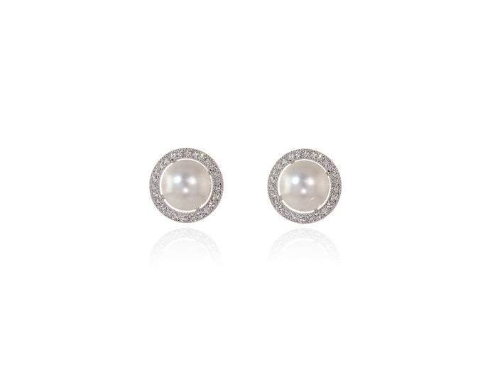 Ikia Silver Pearl White Earrings