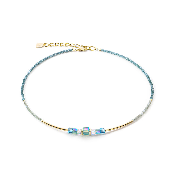 Cube Story Minimalistic Necklace Gold-Turquoise