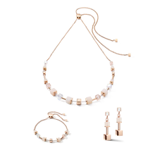 Load image into Gallery viewer, Earrings GeoCUBE® Pink Aventurine Delicate Chain Rose Gold-peach
