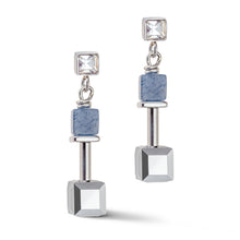 Load image into Gallery viewer, GeoCUBE® Precious &amp; Slider Closure Earrings Silver-Blue
