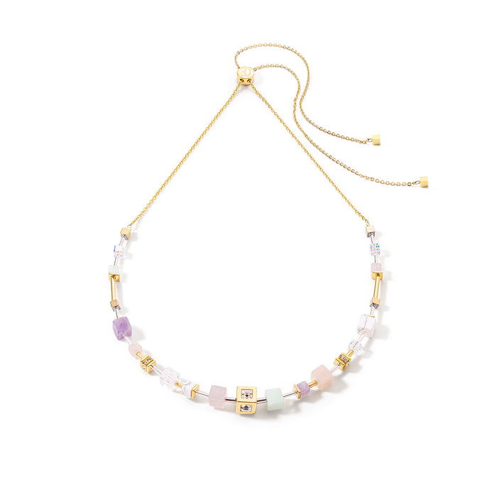 GeoCUBE® Precious & Slider Closure Necklace Gold Multicolour Pastel