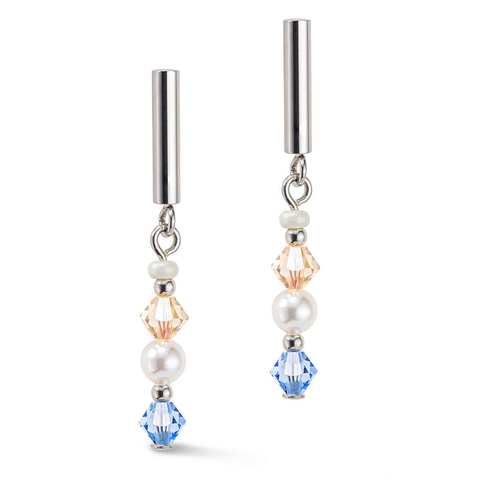 Princess Pearls Earrings Silver Light Blue