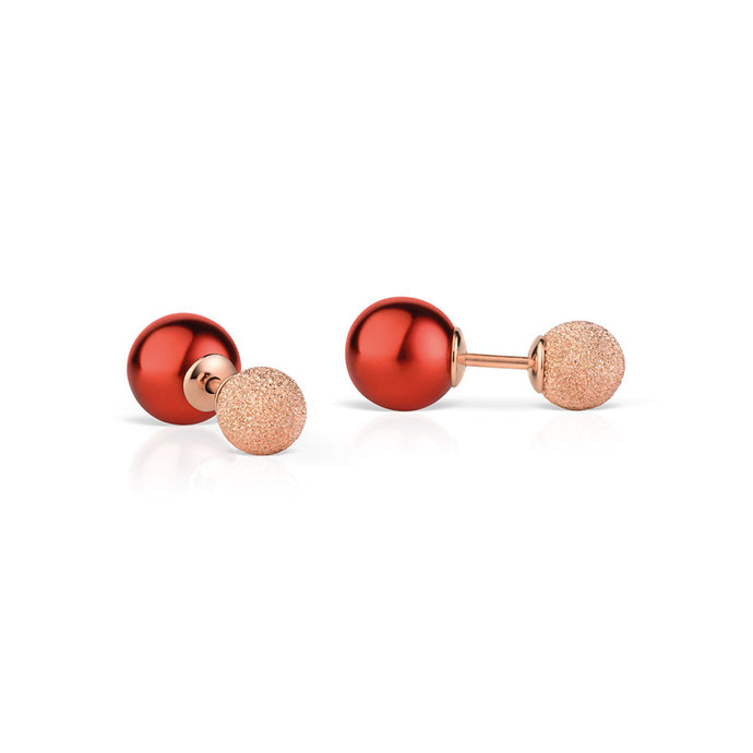 BERING Earrings | Red Sparkling Rose Gold | 703-394-05 | Petite