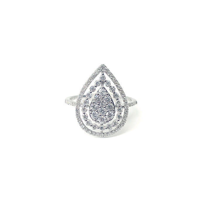 9ct White Gold Diamond Teardrop Ring