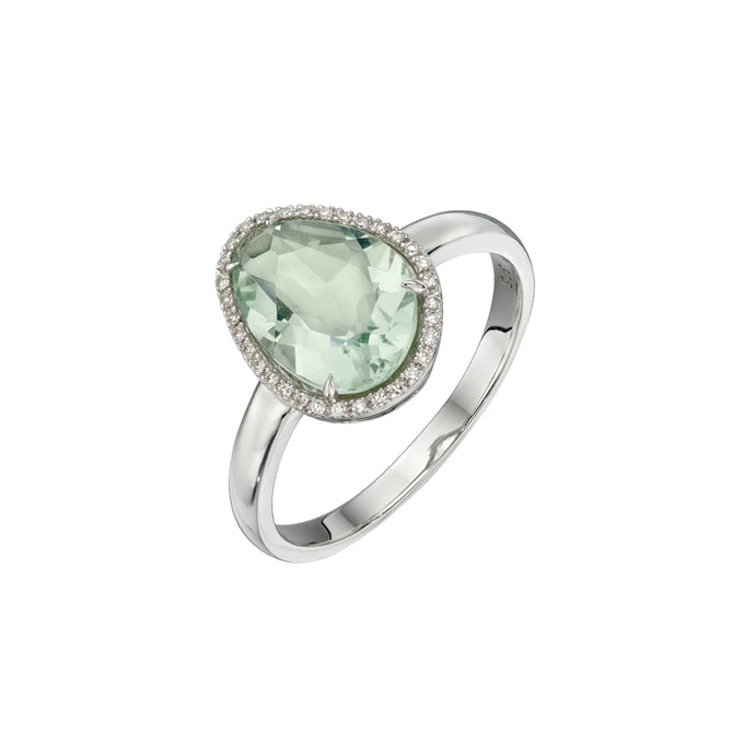 9ct White Gold Green Fluorite Irregular Ring