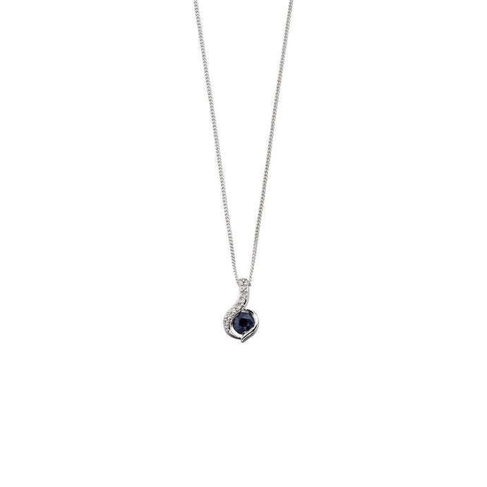 9ct White Gold Sapphire & Diamond Necklace