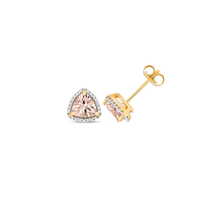 9ct Yellow Gold Trillion Morganite Earrings