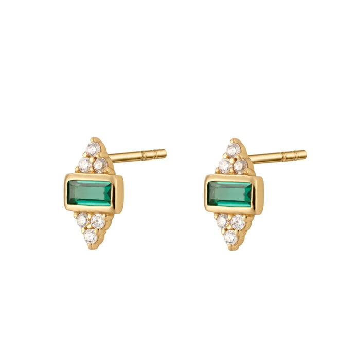 Audrey Stud Earrings with Green Stones