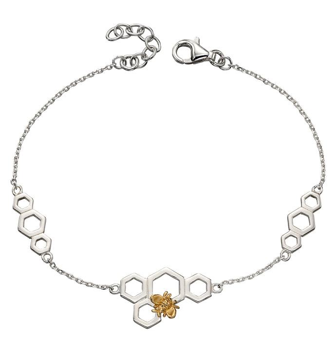 Silver & Gold Honeycomb Bee Bracelet