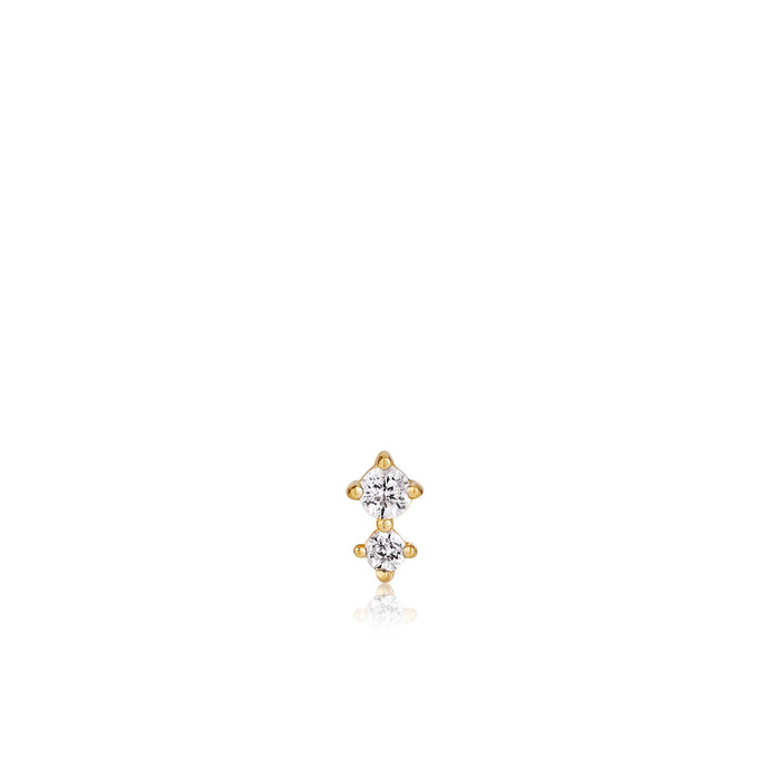 Gold Double Sparkle Barbell Single Earring E035-07G