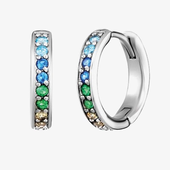 Angel Whisperer Cool Rainbow Cubic Zirconia Hoop Earrings