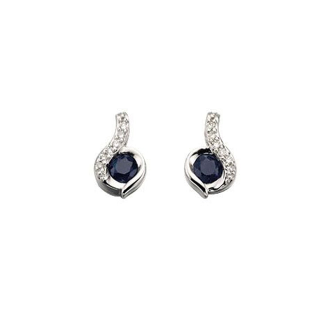 9ct White Gold Sapphire & Diamond Earrings