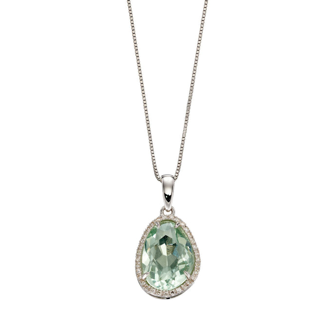 9ct White Gold Green Fluorite Irregular Pendant