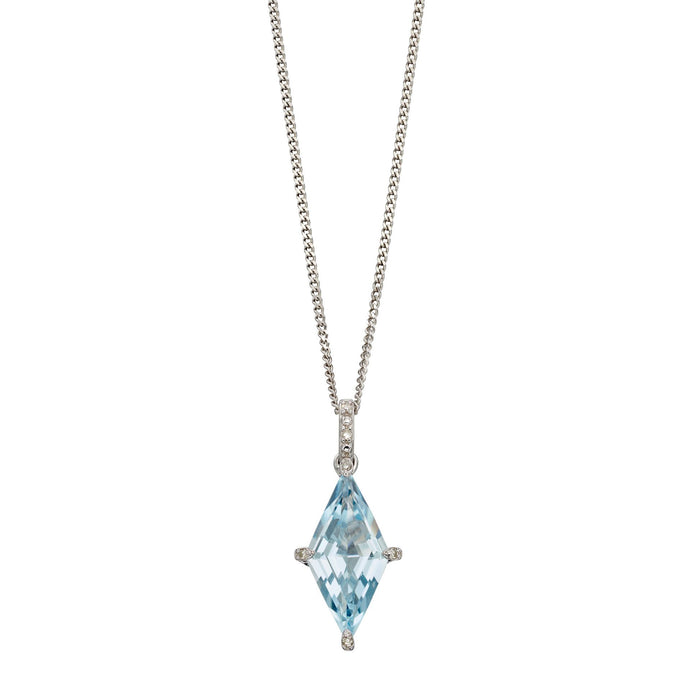 9ct White Gold Blue Topaz Kite Pendant