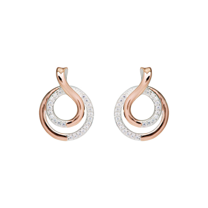 Silver and Rose Interlocking Swirl Earrings ME-797