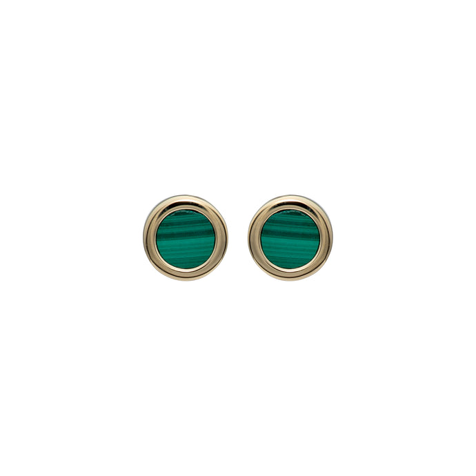 Yellow Gold Malachite Earrings ME-852