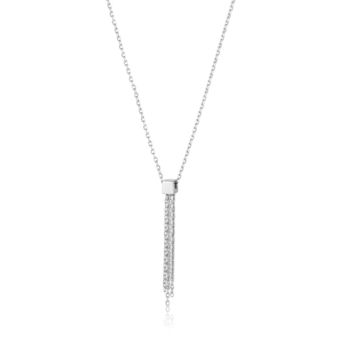 Silver Tassel Drop Necklace N013-01H