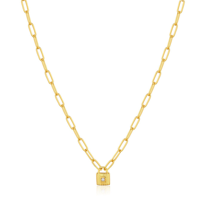 Gold Chunky Chain Padlock Necklace N032-01G