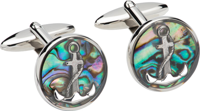 Steel and Abalone Inlay Cufflinks QC-271