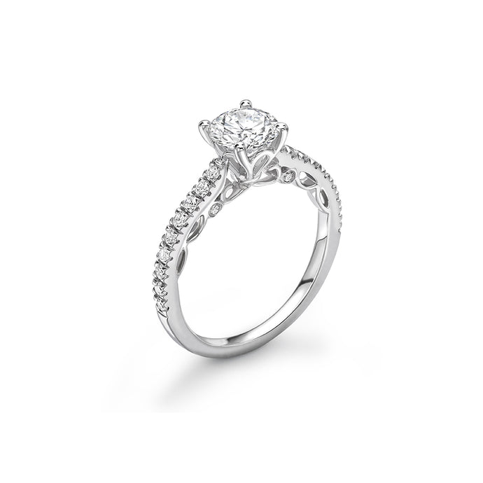 18ct White Gold Vintage Style Round Diamond Ring