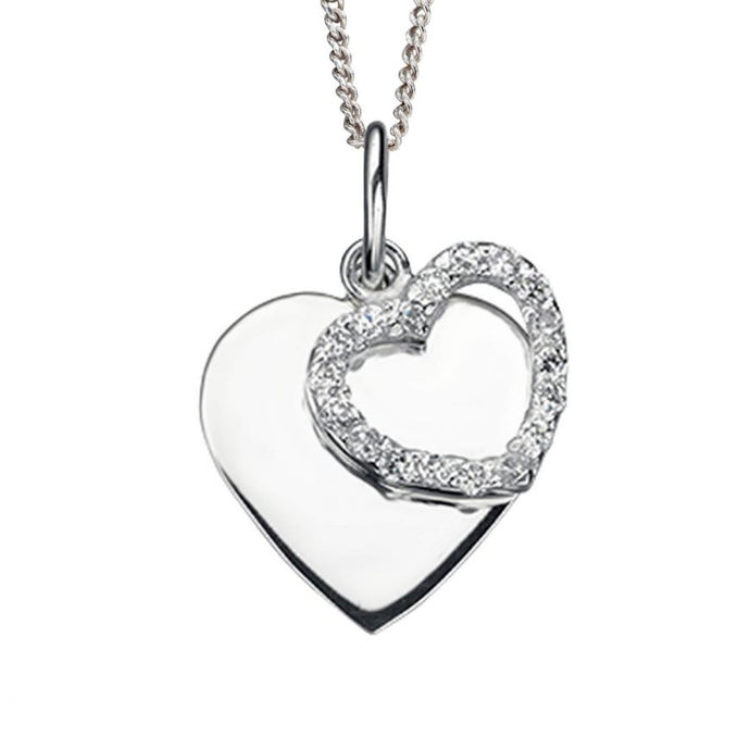 Double Heart Pendant With CZ P3497C