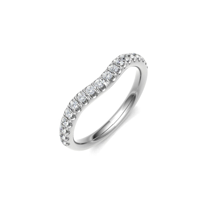 Platinum Curved Diamond Half Eternity Band